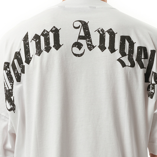 Back Curved Logo Over T-Shirt in Off White/Black