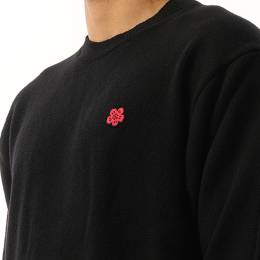 Knit Boke Flower Sweater in Black