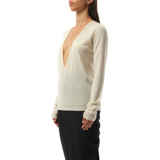 Extreme V Neck Pullover in Dinge