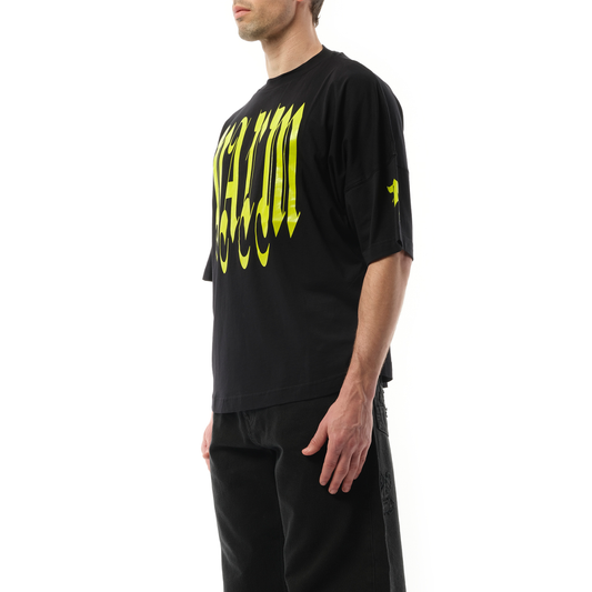 Back Gothic Palm Over T-Shirt in Black/Lime