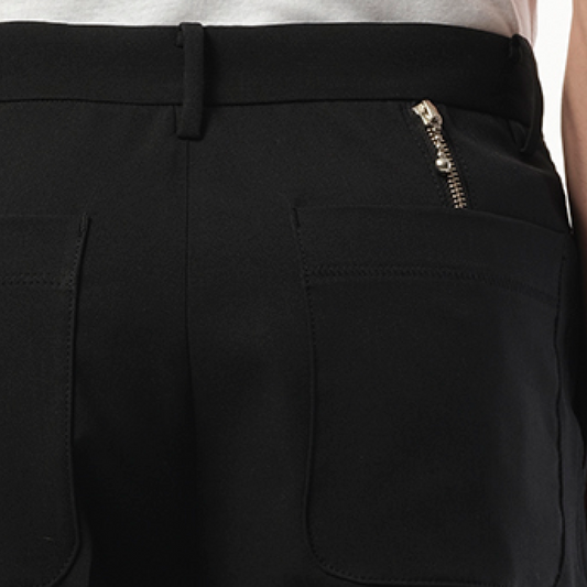 Zip Detail Casual Pants in Black