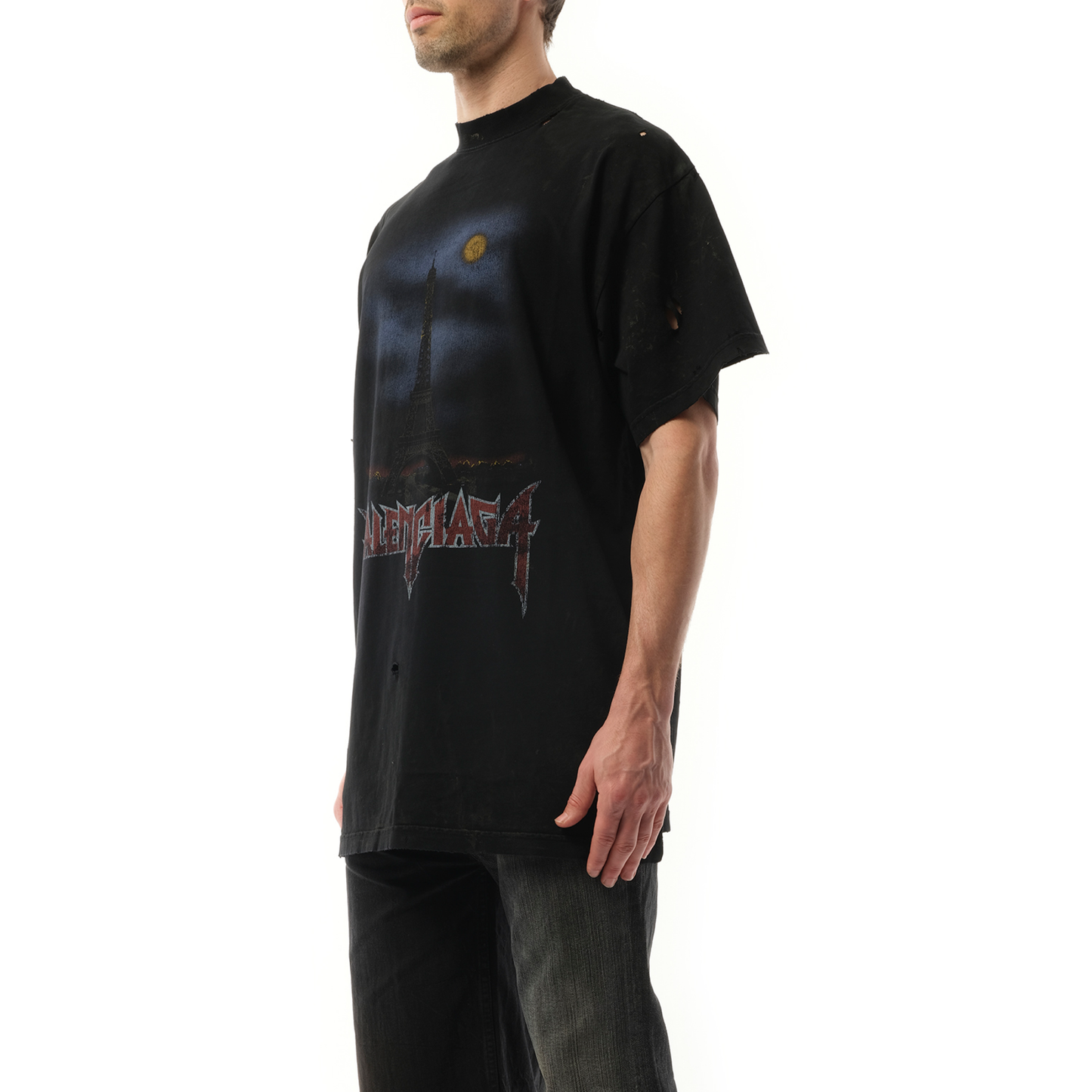 Paris Moon Oversized T-Shirt in Washed Black