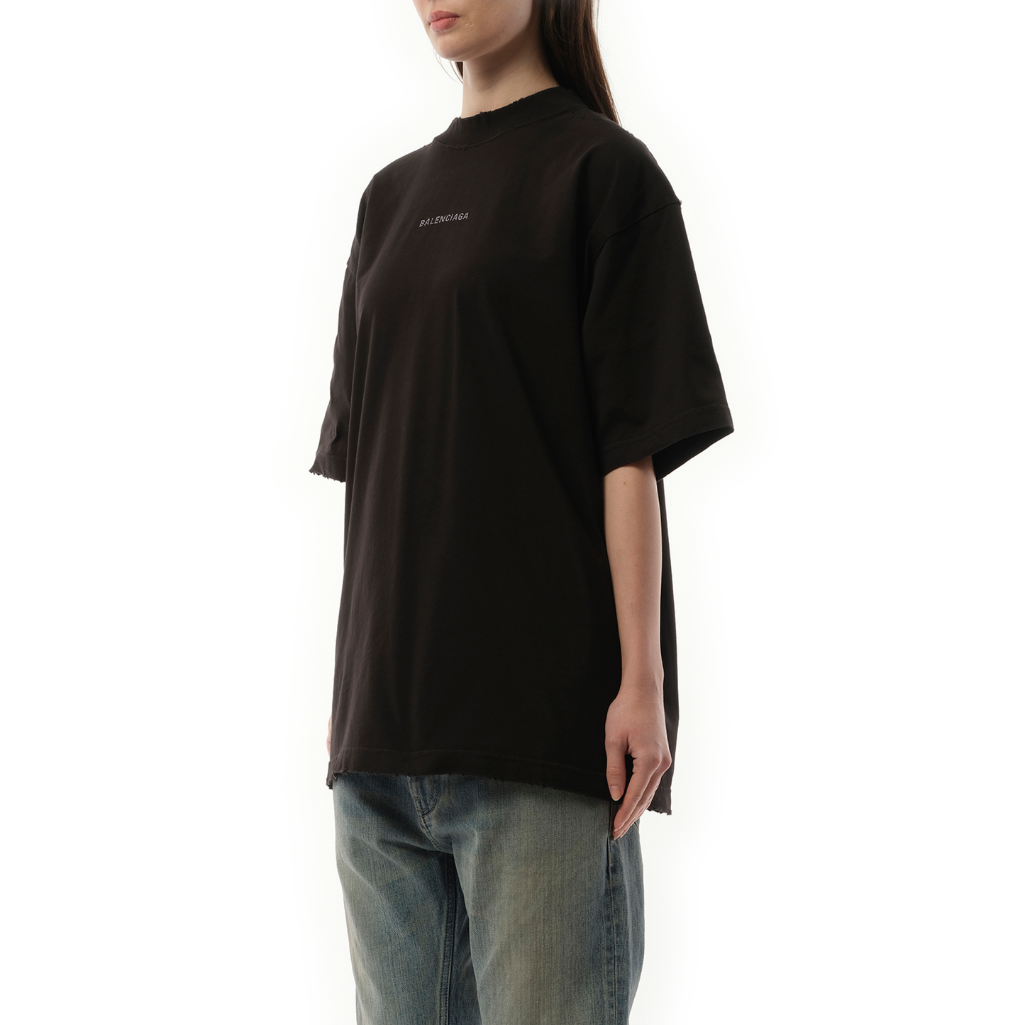 Back Strass Medium Fit T-Shirt in Faded Black