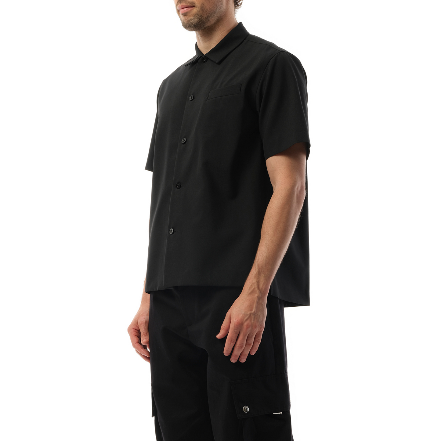 Cotton Suiting Shirt in Black