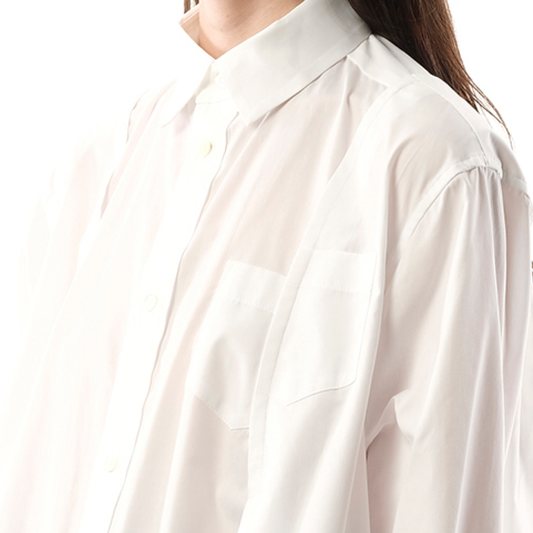 Reconstructed Cotton Poplin Shirt in Off White