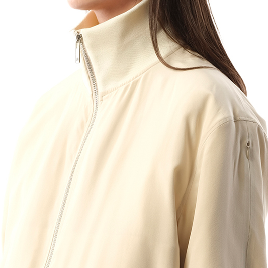 Silk Zip Bomber Jacket in Oat