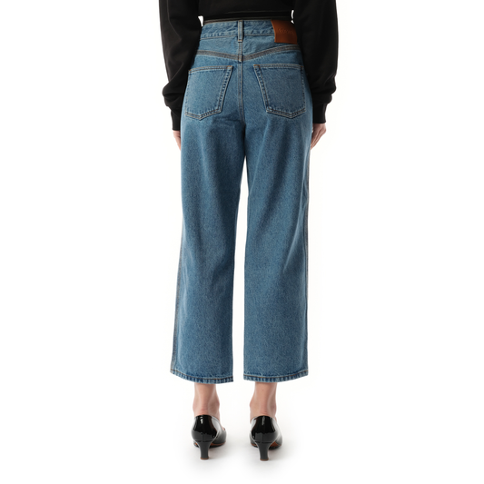 Anagram Cropped Jeans in Mid Blue