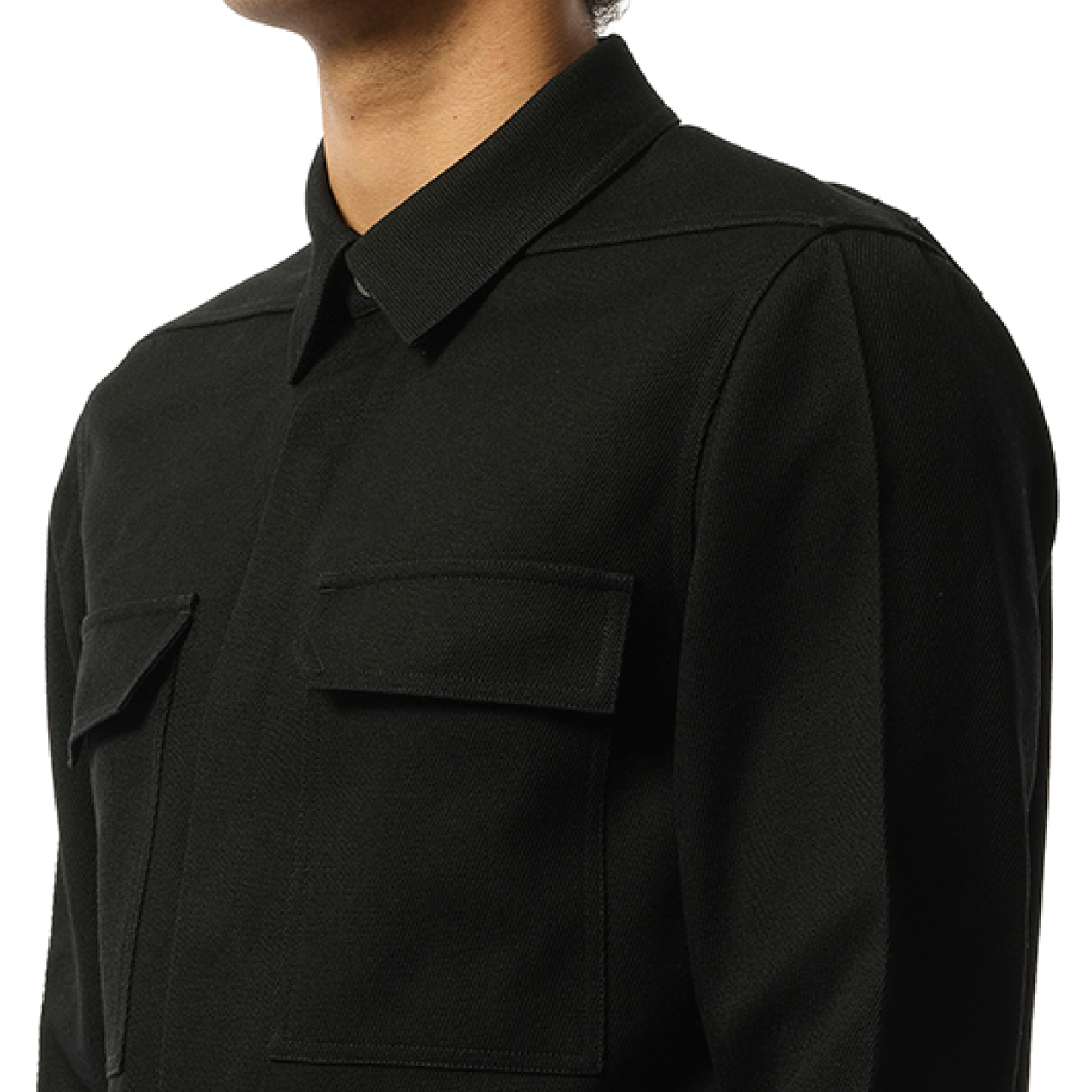 Wool Drill Outer Shirt in Black