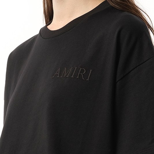 Amiri Embroidered Cropped T-Shirt in Black