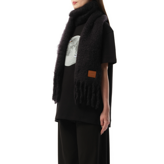 Mohair Blend Scarf in Black