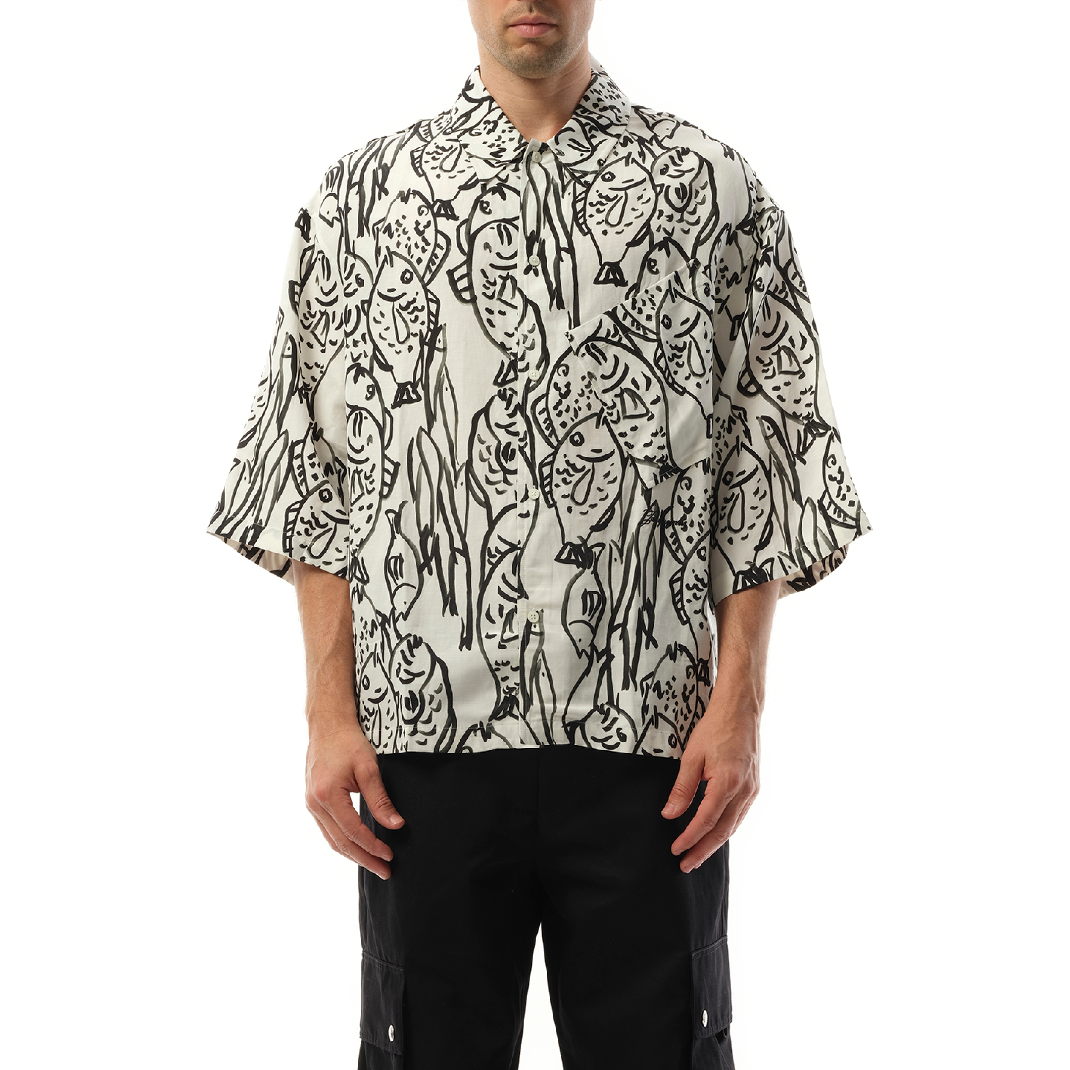 La Chemise Aloe Fish in Black/White