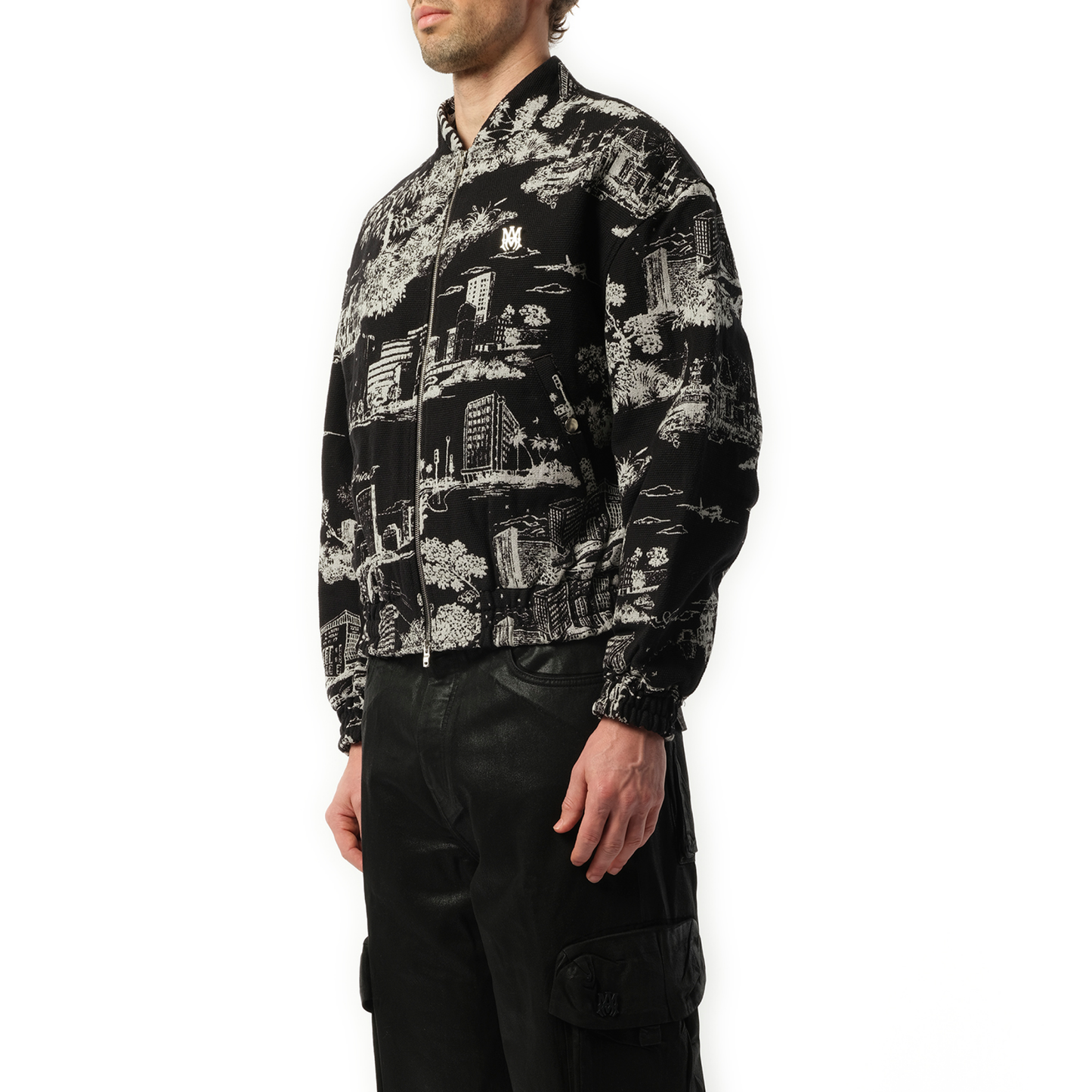 LA Landmark Tapestry Bomber Jacket in Black