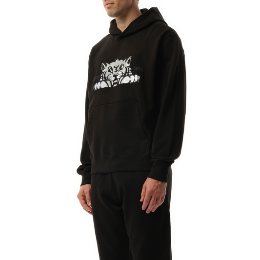 Kenzo Happy Tiger Embroidered Classic Hoodie in Black