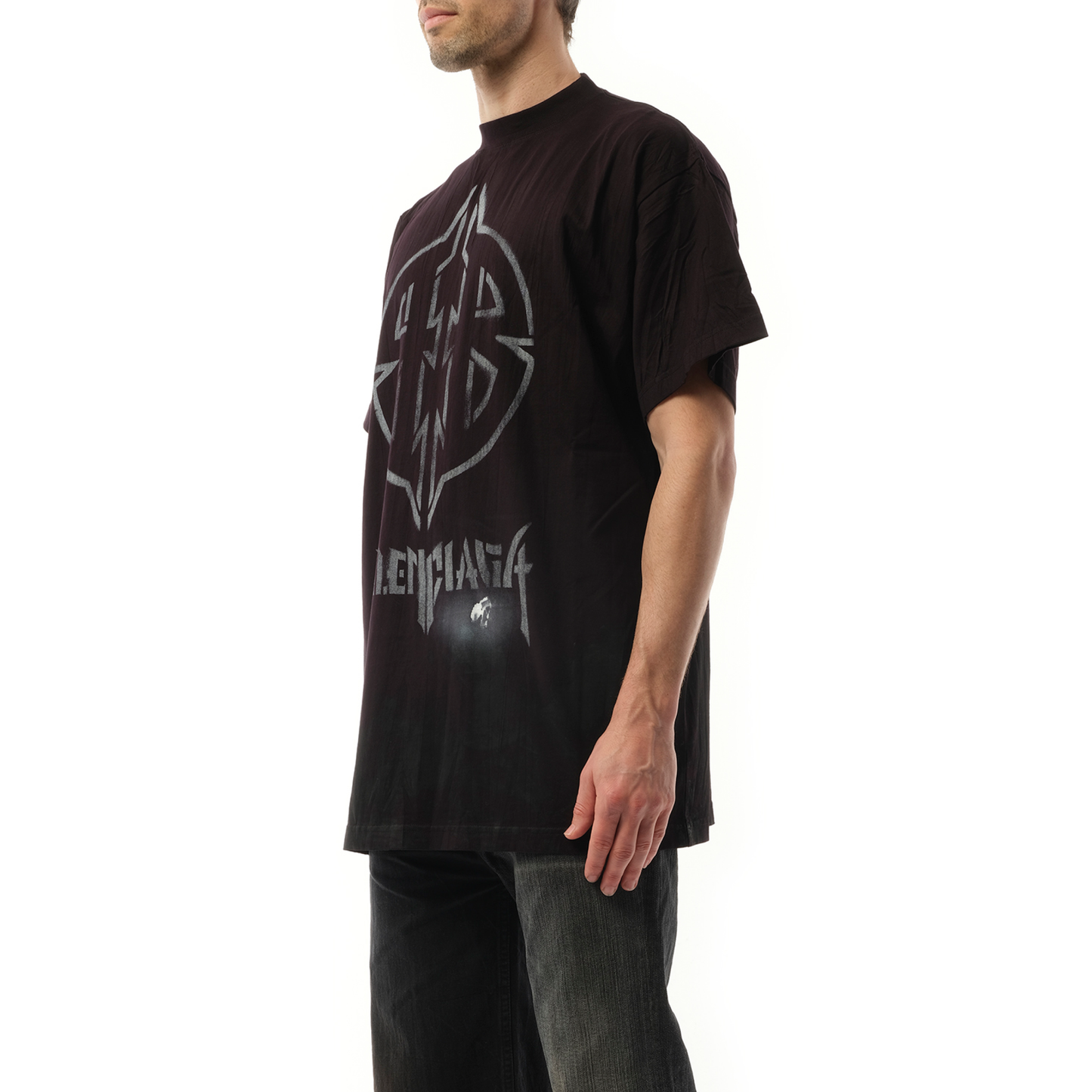 Metal BB Stencil Oversized T-Shirt in Black