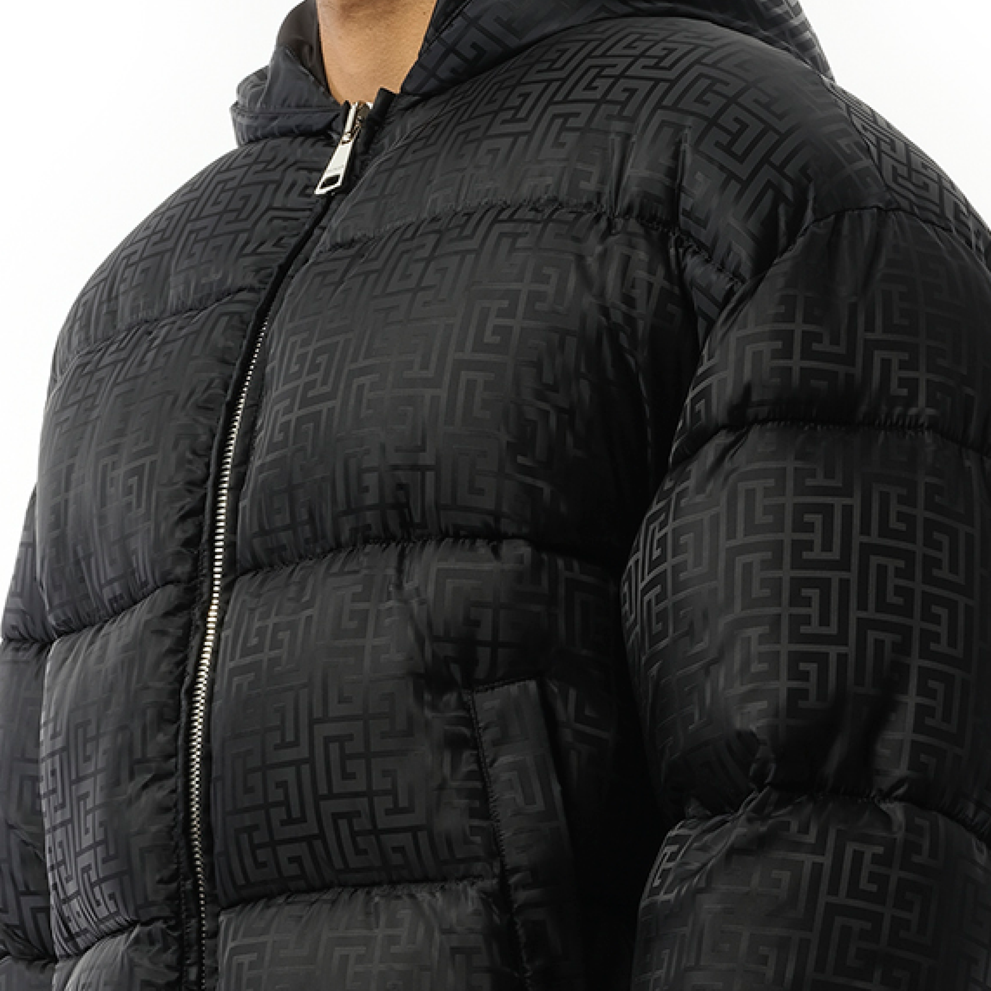 Monogram Jacquard Puffer Jacket in Black