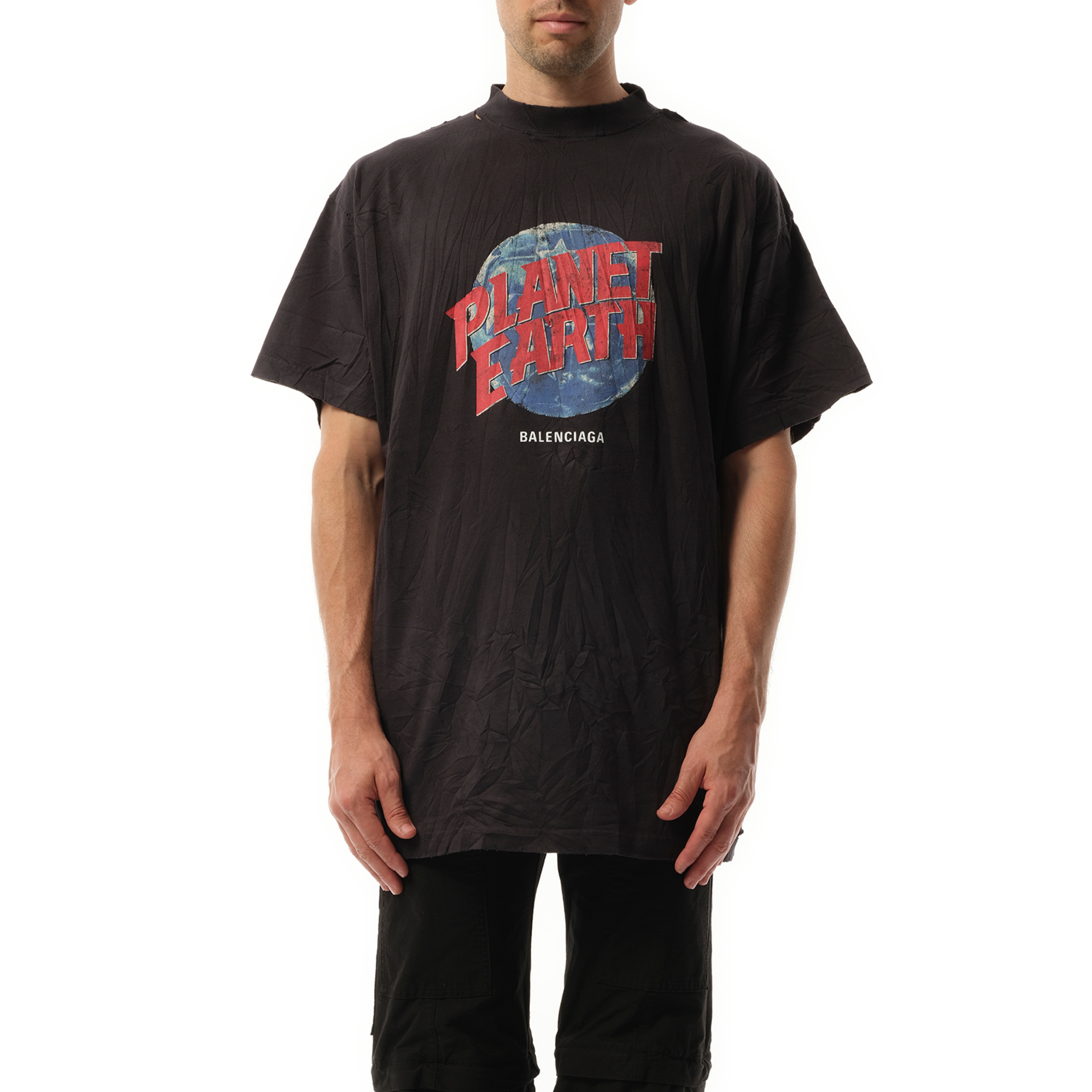 Planet Earth Oversized T-Shirt in Washed Black