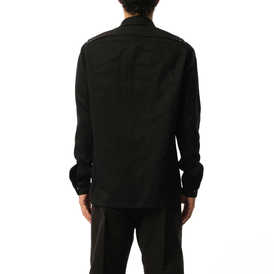 Wool Drill Outer Shirt in Black