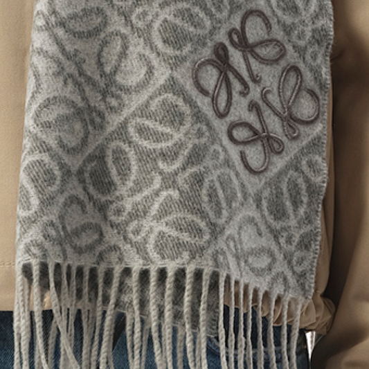 Anagram Wool Cashmere Scarf in Grey