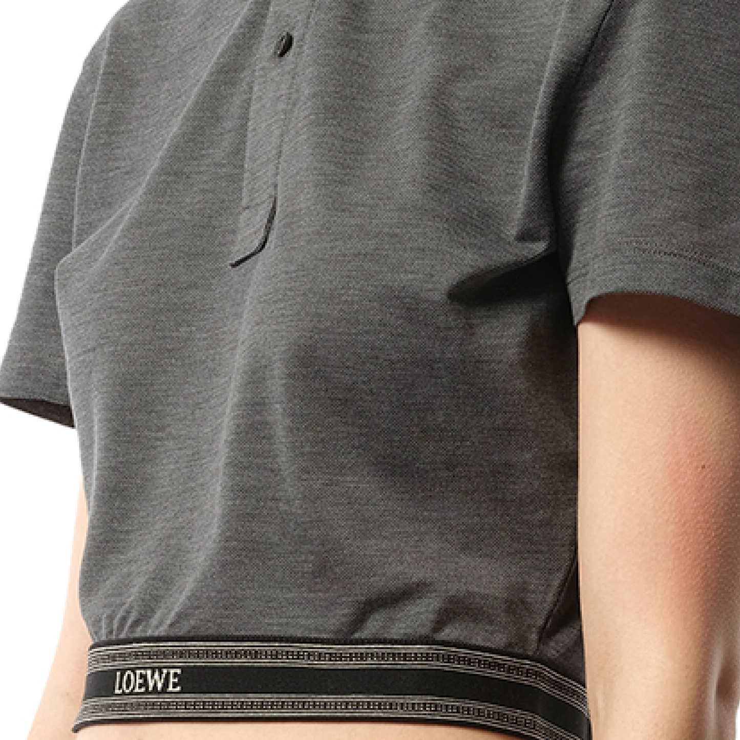 Cropped Polo in Charcoal Melange