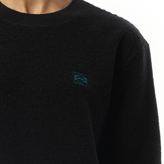 Merino Wool Anagram Sweater in Black