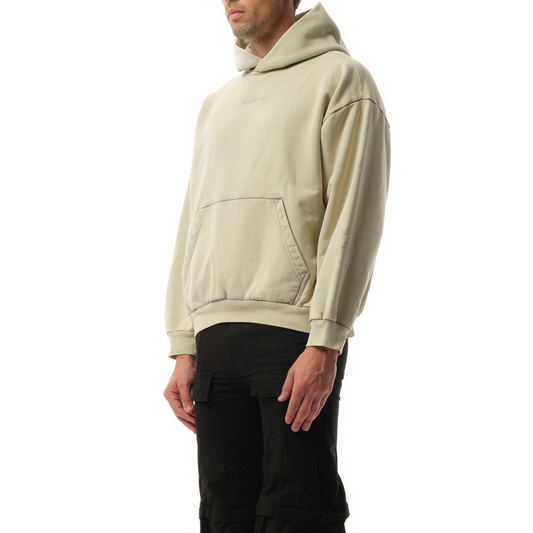 Back Embroidered Medium Fit Hoodie in Cement Grey