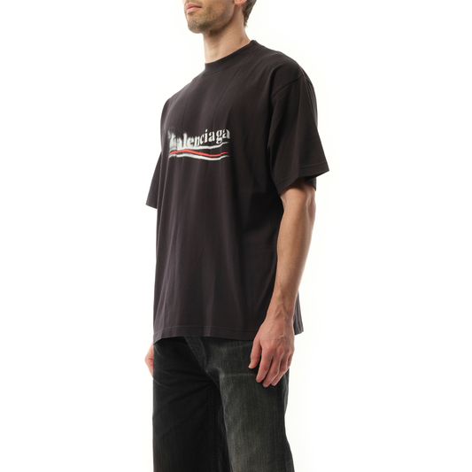 Political Stencil Medium Fit T-Shirt in Faded Black