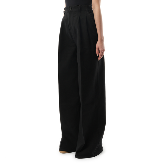 Heavy Cotton Wide Pants in Black