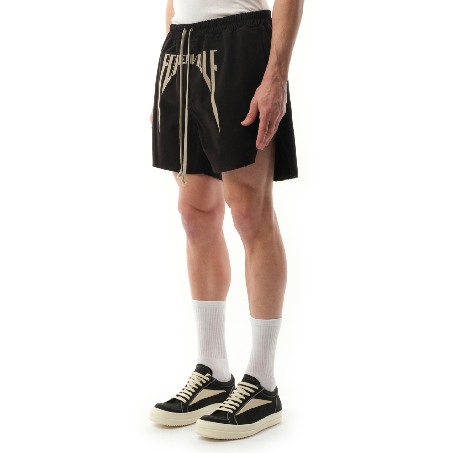 Porterville Embroidered Long Boxer in Black/Pearl