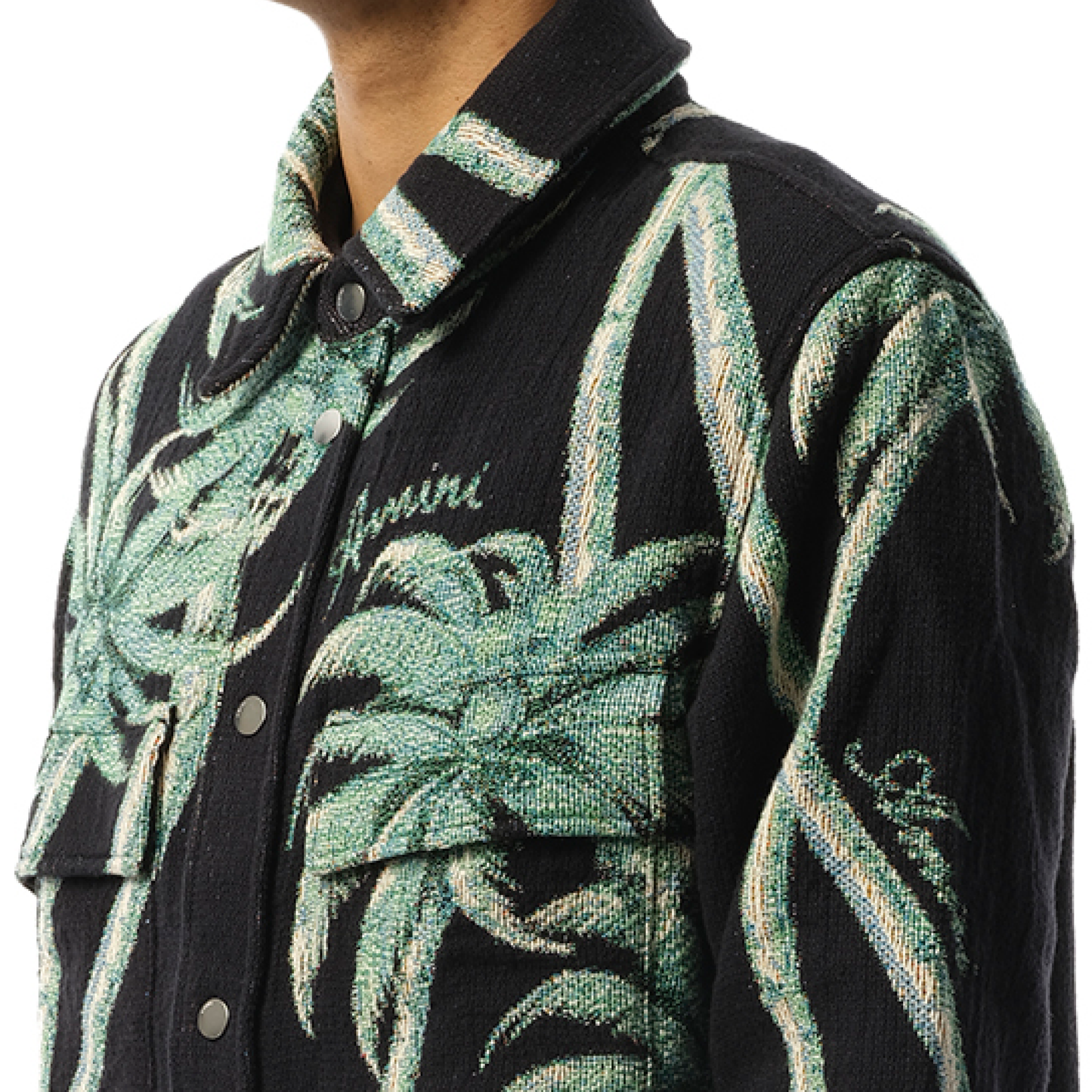 Palm Tapestry Overshirt in Black