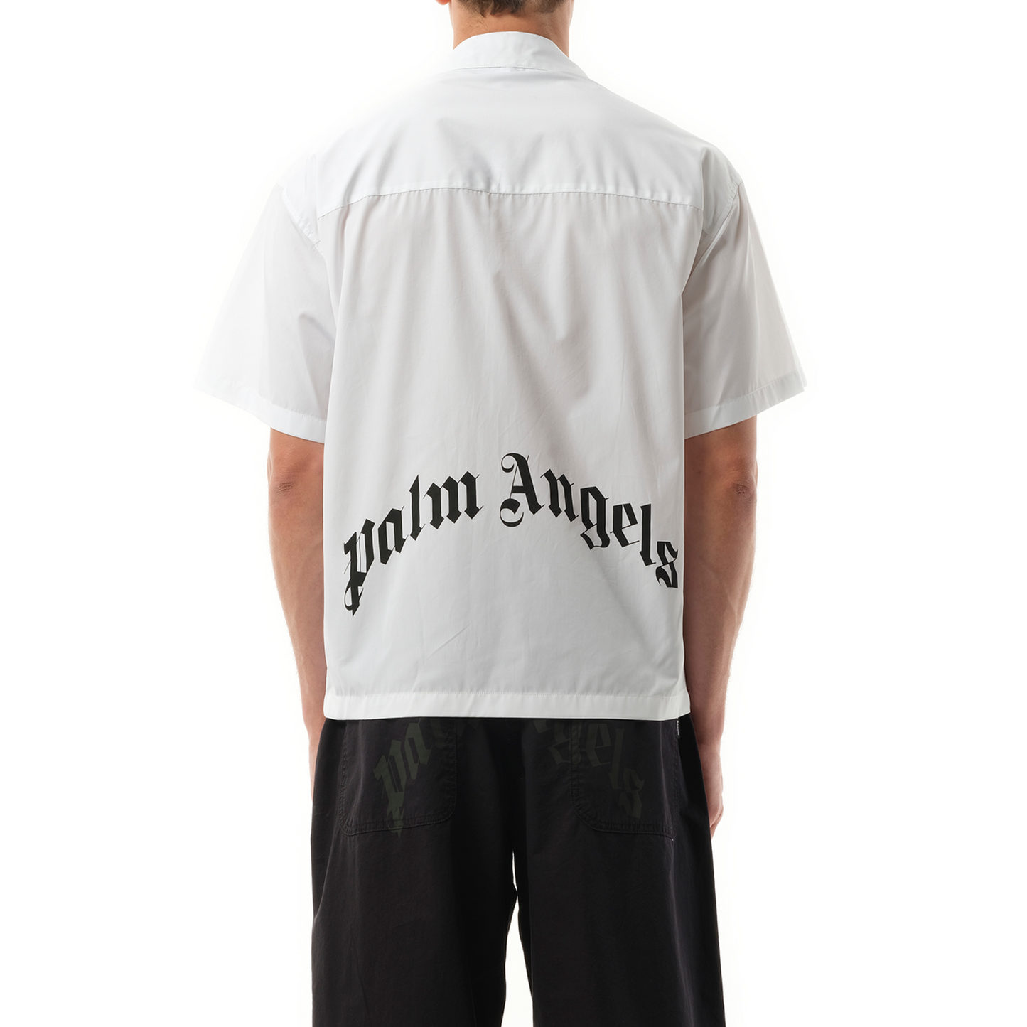 Curved Logo Classic Short Sleeve Shirt in White/Black