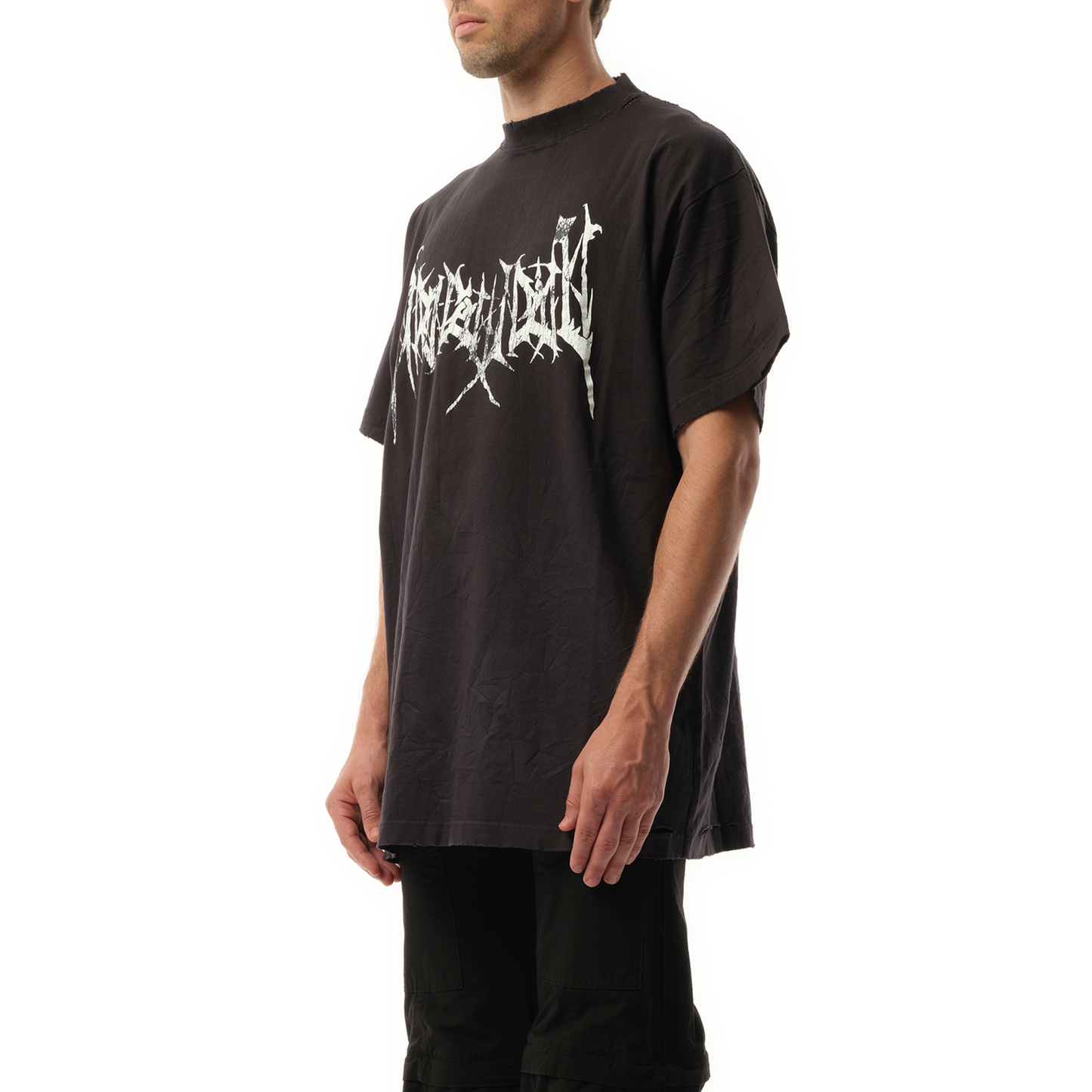 AI Metal Oversized T-Shirt in Washed Black/White