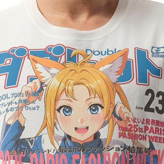 Anime Fox Girl Print T-Shirt in White