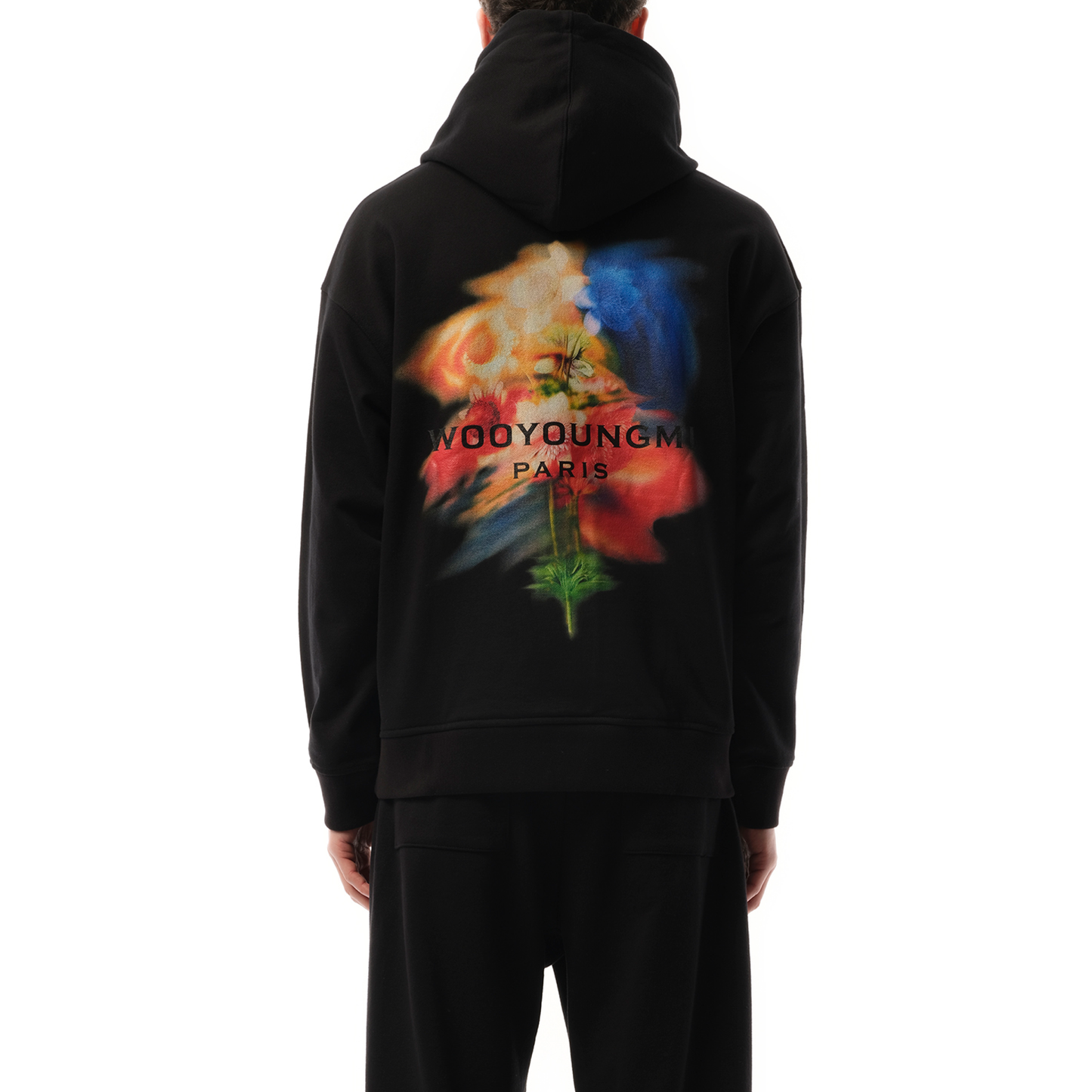 Flower Print Hoodie in Black