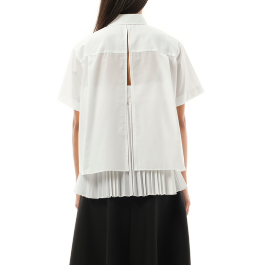 Short-sleeve Cotton Poplin Shirt in Off White