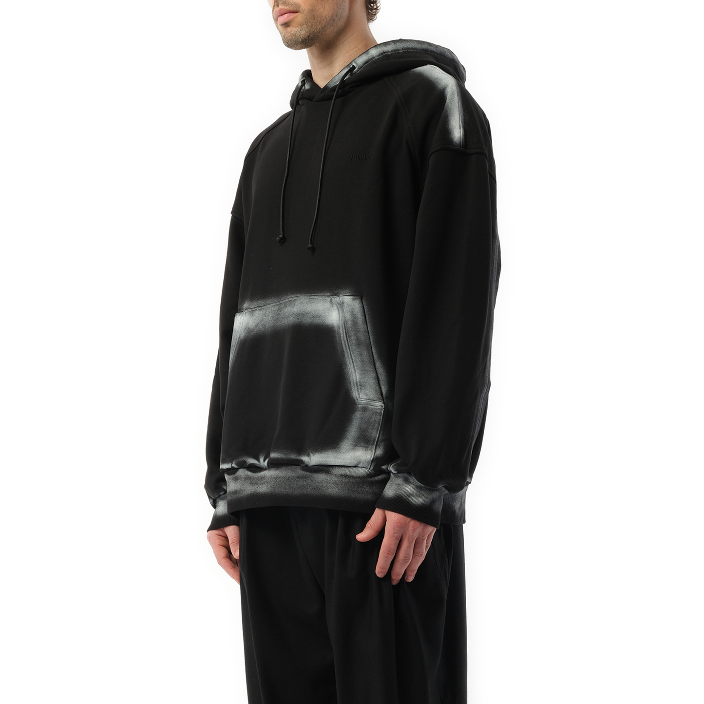 Painter Dyed Hoodie in Black