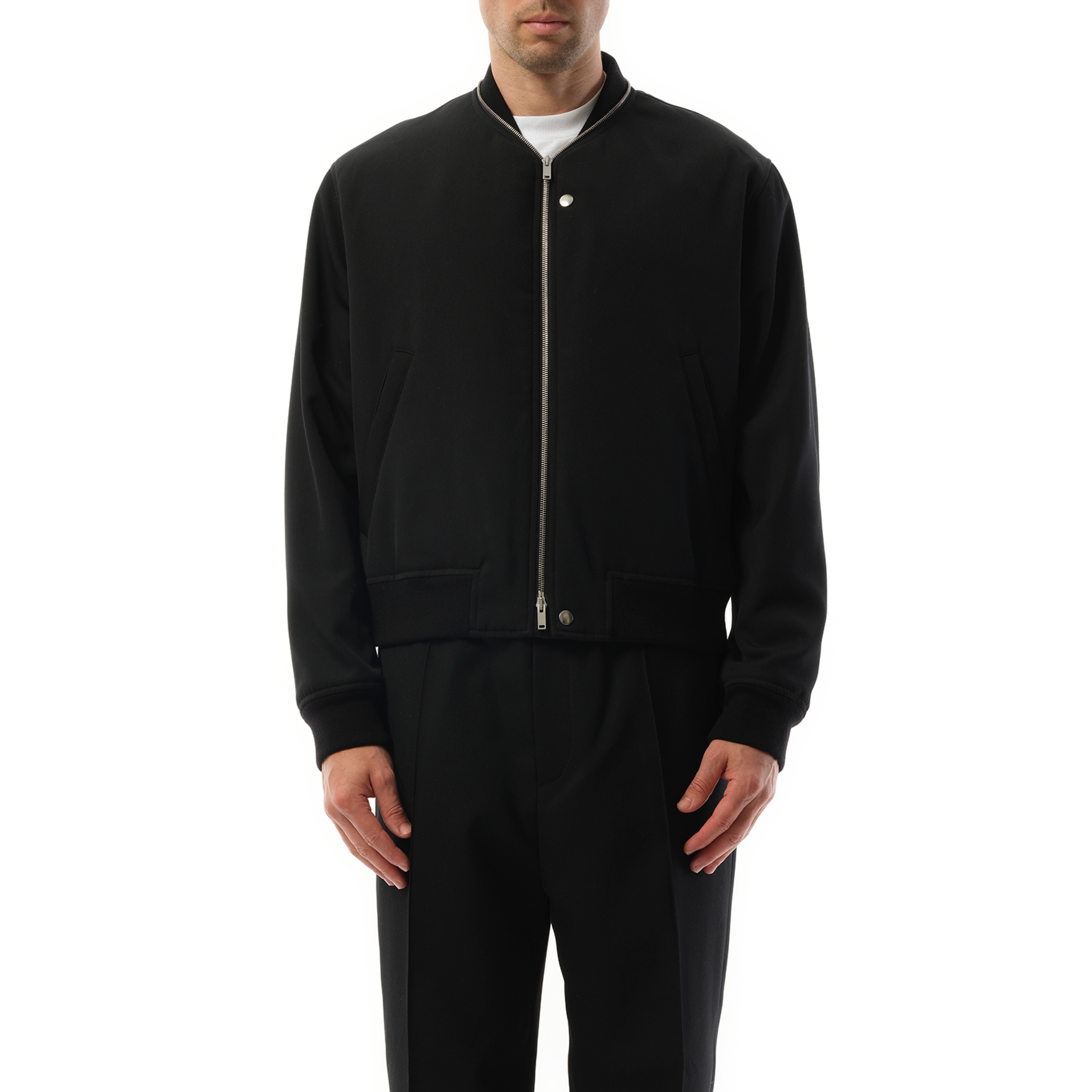 Jil Sander Zip Bomber Jacket in Black