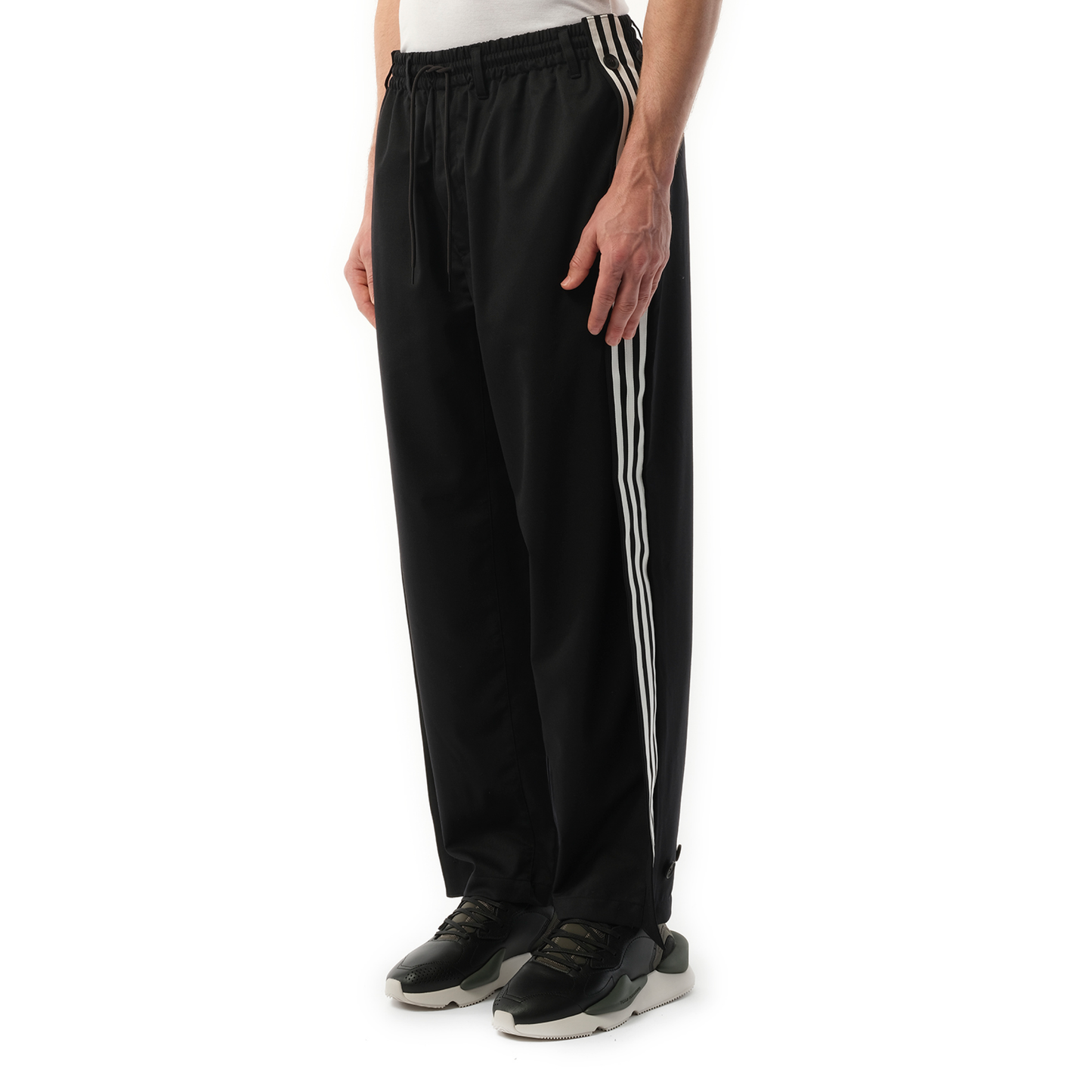 3 Stripe Refined Wool Track Pants in Black