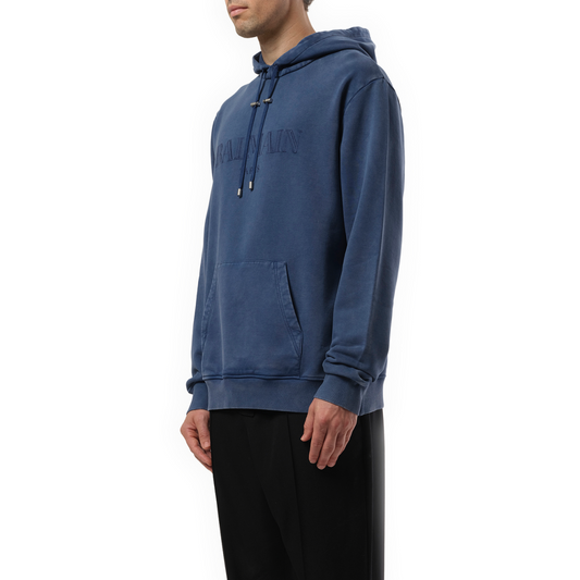 Balmain Vintage Emb Hoodie in Blue