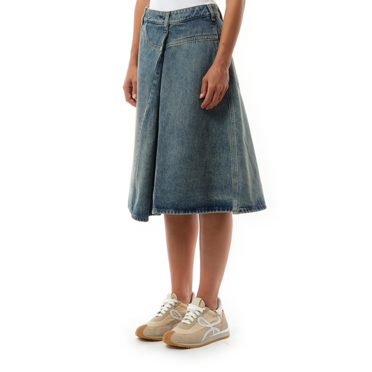 Deconstructed Skirt in Washed Denim