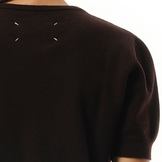 Short-sleeved Sweater in Dark Brown