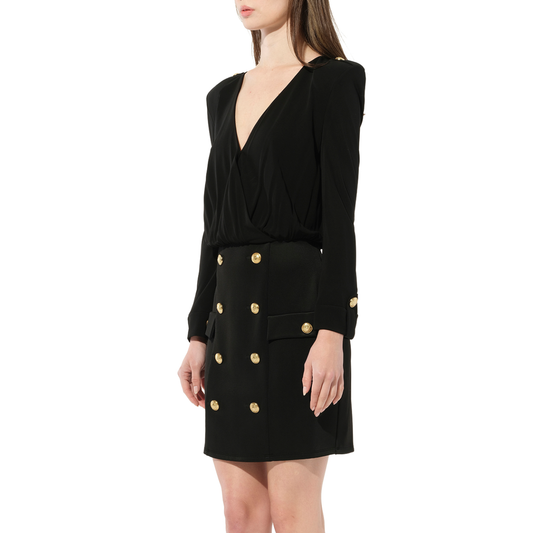 7 Buttons Dress in Black