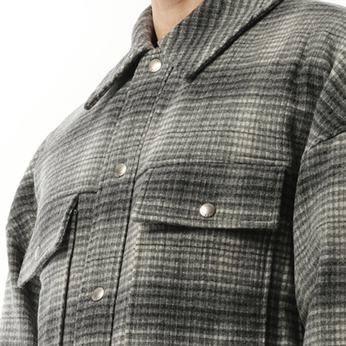 Wool Check Shirt in Grey