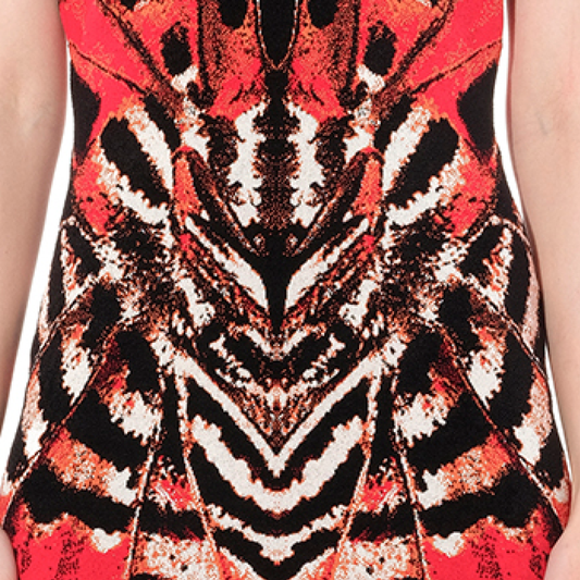 Butterfly Jacquard Dress in Red