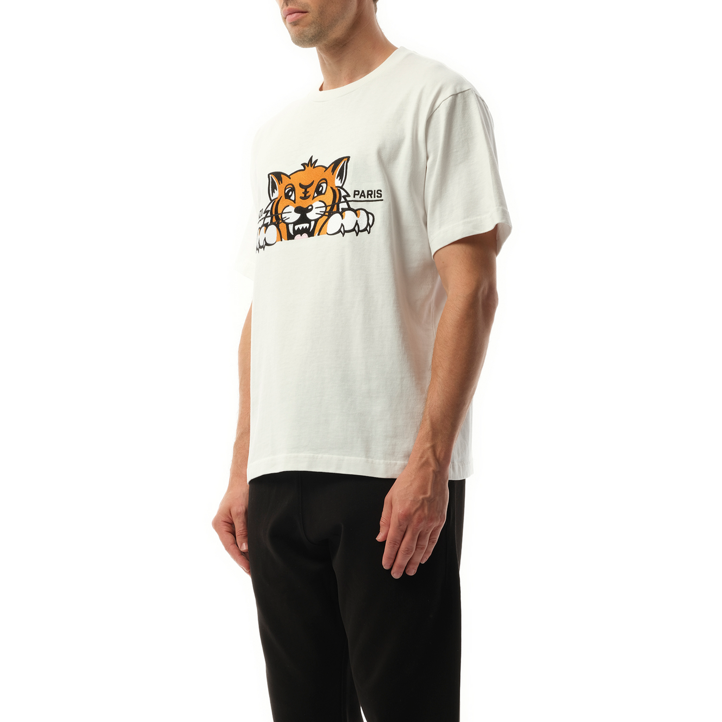 Gots Kenzo Happy Tiger Embroidered Oversize T-Shirt in Off White