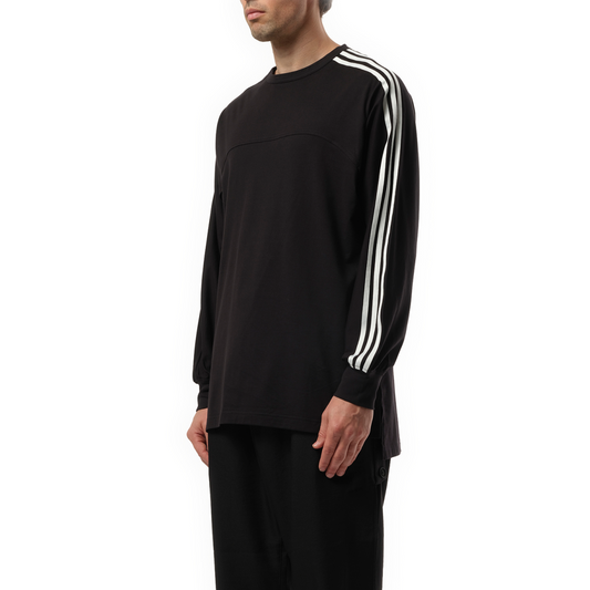 3 Stripe Long Sleeve T-Shirt in Black