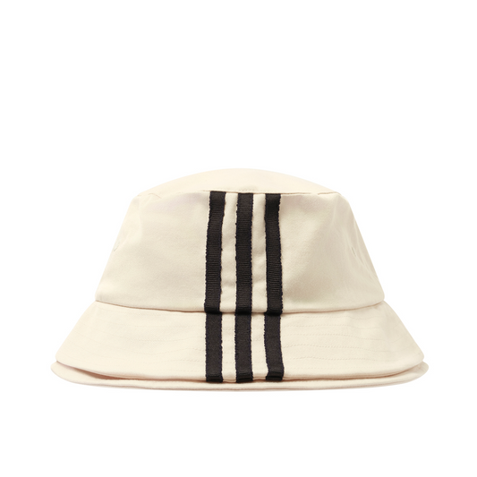 Folded 3 Stripe Bucket Hat in White