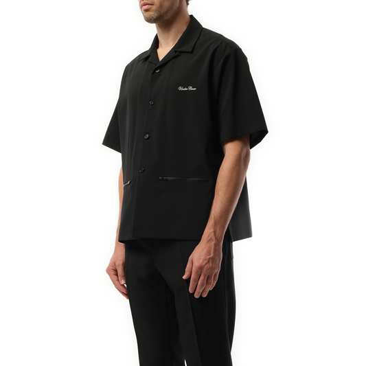 Logo Embroidery Short Sleeve Shirt in Black