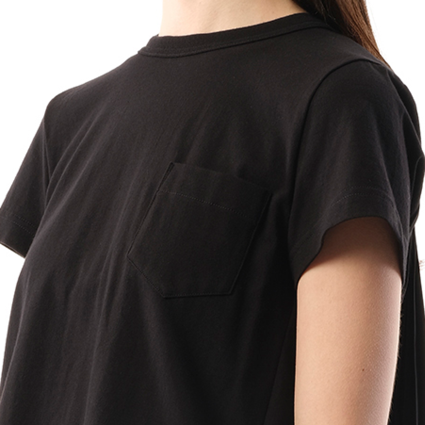 Cotton Poplin x Jersey T-Shirt in Black