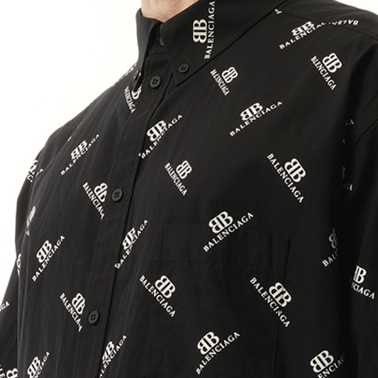 Monogram S/S Large Fit Shirt in Black/White