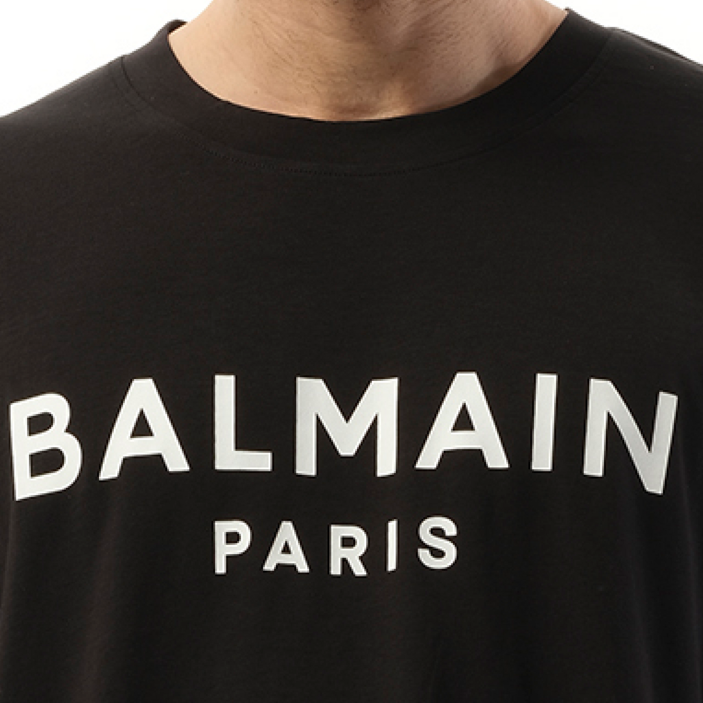 Balmain Print Reg Fit T-Shirt in Black/White